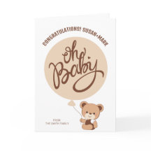 Tarjeta de felicitaciones para Baby Shower Bear Be