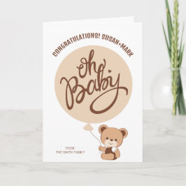 Tarjeta de felicitaciones para Baby Shower Bear Be