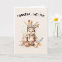 Tarjeta de felicitaciones para bebés nativos estad