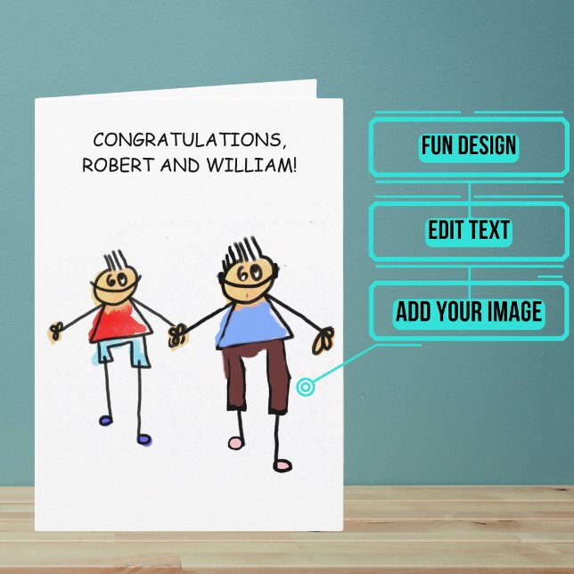 Tarjeta de felicitaciones para Boda gay (Send your love and congratulations with a modern and unique twist.)