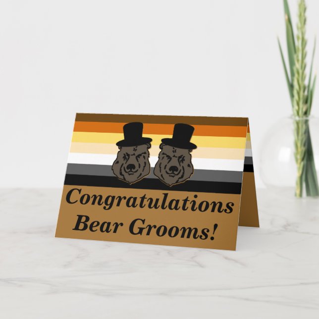 Tarjeta de felicitaciones para Boda gay con oso Or (Anverso)