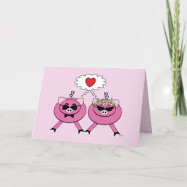 Tarjeta de felicitaciones para Bodas de puercos y 