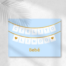 Tarjeta de felicitaciones para el bebé azul Cielit