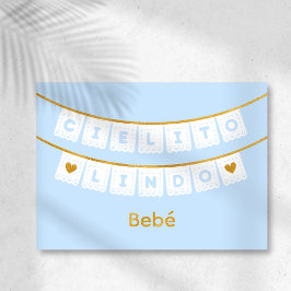 Tarjeta de felicitaciones para el bebé azul Cielit