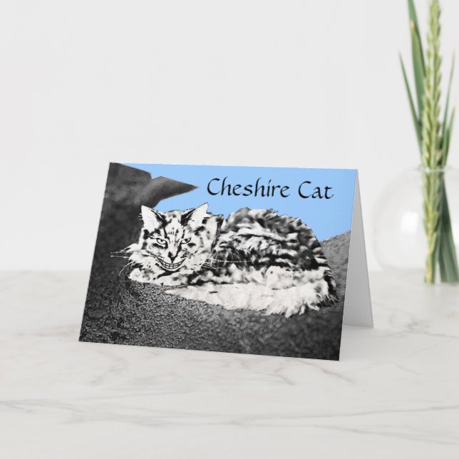 Tarjeta de felicitaciones para gato Cheshire (Anverso)