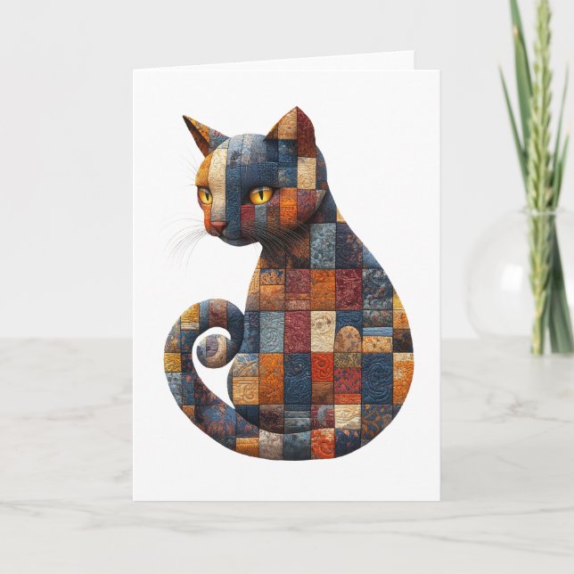 Tarjeta de felicitaciones para gatos en parches (Anverso)