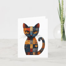 Tarjeta de felicitaciones para gatos en parches
