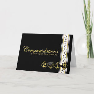 Tarjeta de felicitaciones para graduación en negro