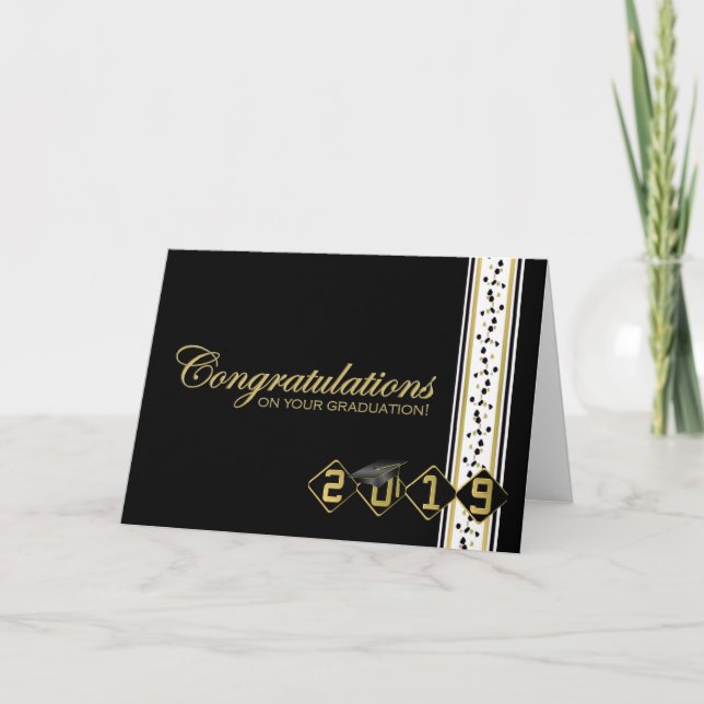 Tarjeta de felicitaciones para graduación en negro (Anverso)