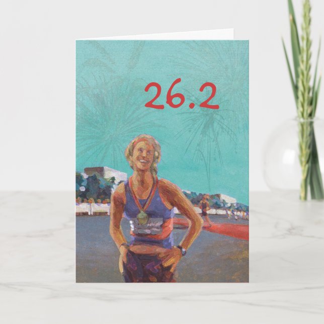 Tarjeta de felicitaciones para maratonista - 26.2 (Anverso)