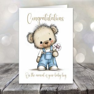 Tarjeta de felicitaciones para oso de peluche para