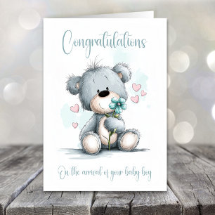 Tarjeta de felicitaciones para oso de peluche para