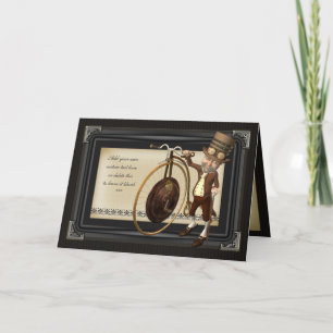 Tarjeta de felicitaciones Penny Farthing Steampunk
