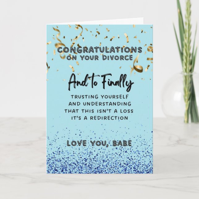 Tarjeta de felicitaciones por divorcio - Confiar e (Anverso)