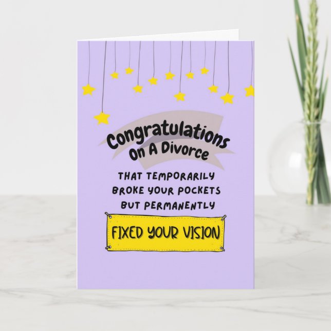 Tarjeta de felicitaciones por divorcio - Fija su v (Anverso)