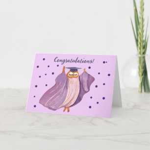Tarjeta de felicitaciones por graduación de búho
