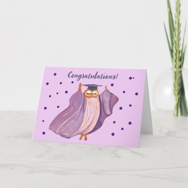 Tarjeta de felicitaciones por graduación de búho (Anverso)