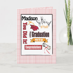 Tarjeta de felicitaciones por graduación para pers