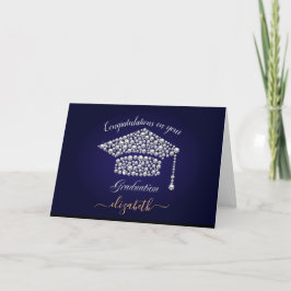 Tarjeta de felicitaciones por los diamantes en azu