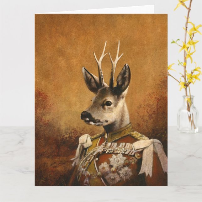 Tarjeta de felicitaciones Rega Roe Deer (flor amarilla)
