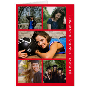 Tarjeta de felicitaciones rojas del Collage de cin
