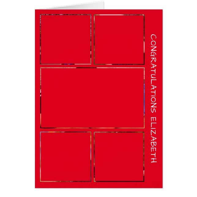 Tarjeta de felicitaciones rojas del Collage de cin (Frente)