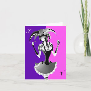 Tarjeta de Felicitaciones Rosa y Morado de Bufón E