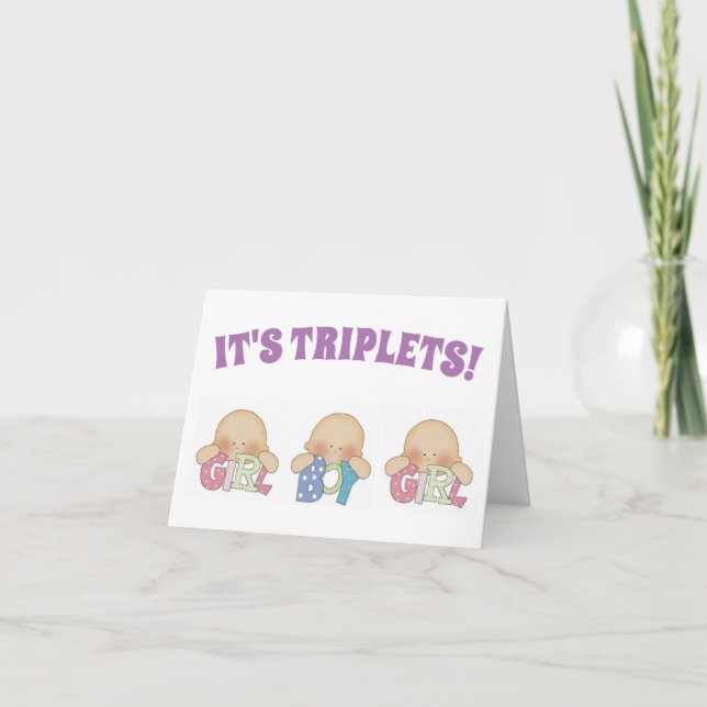 Tarjeta de felicitaciones - Trillizos dos dos Chic (Anverso)