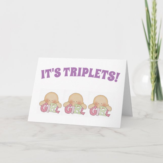 Tarjeta de felicitaciones - Trillizos Tres Chicas (Anverso)