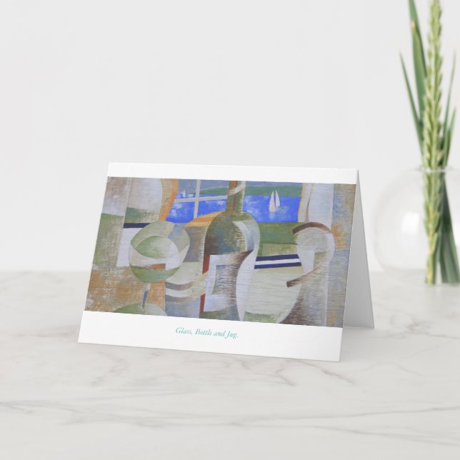 Tarjeta de felicitaciones: Vidrio, botella y jarro (Anverso)