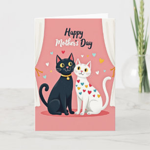 Tarjeta de Felinos con Patrón de Corazón