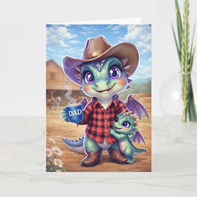 Tarjeta de Felitación de Papá Vaquero Dragón Adora (Anverso)