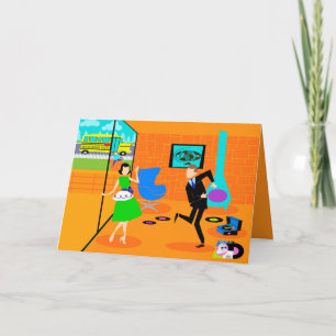 Tarjeta de Felitación para Padres Retro Felices