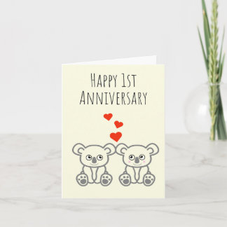 Tarjeta de Feliz 1er Aniversario de Pareja de Koal