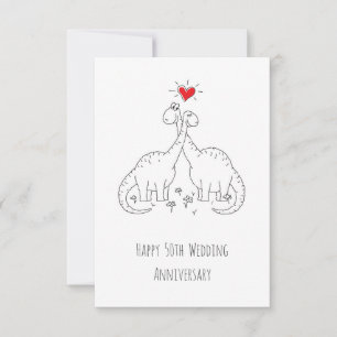 Tarjeta de Feliz 50 Aniversario de Boda Dinosaurio