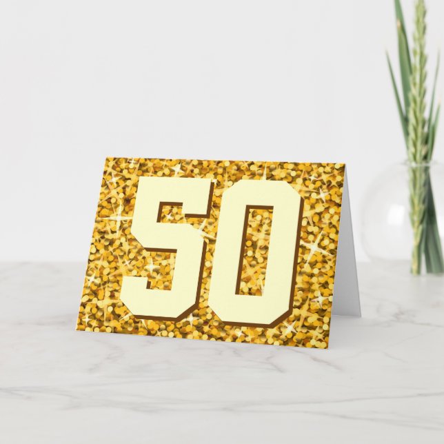 Tarjeta de 'Feliz Aniversario' '50' de Glitz "Gold (Anverso)