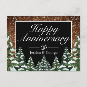 Tarjeta de Feliz Aniversario Bosque de Madera de N