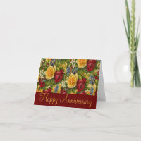 Tarjeta de Feliz Aniversario con Rosas Hermosas