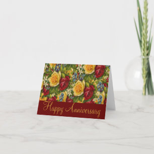 Tarjeta de Feliz Aniversario con Rosas Hermosas