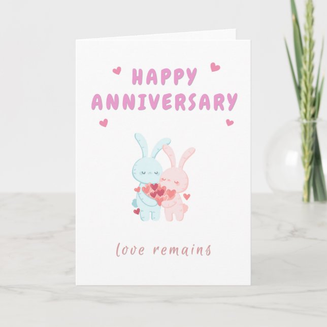 Tarjeta de Feliz Aniversario Conejo Enamorado (Anverso)