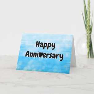 Tarjeta de Feliz Aniversario Corazones Azules y Ne