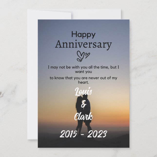 Tarjeta de Feliz Aniversario de Boda (Anverso)