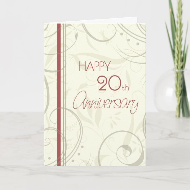 Tarjeta de Feliz Aniversario de Bodas 20 Beige con (Anverso)