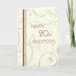 Tarjeta de Feliz Aniversario de Bodas 20 Beige con