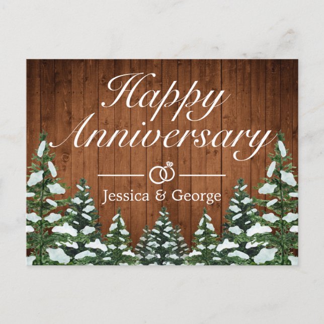 Tarjeta de Feliz Aniversario de Bosque y Madera Ne (Anverso)