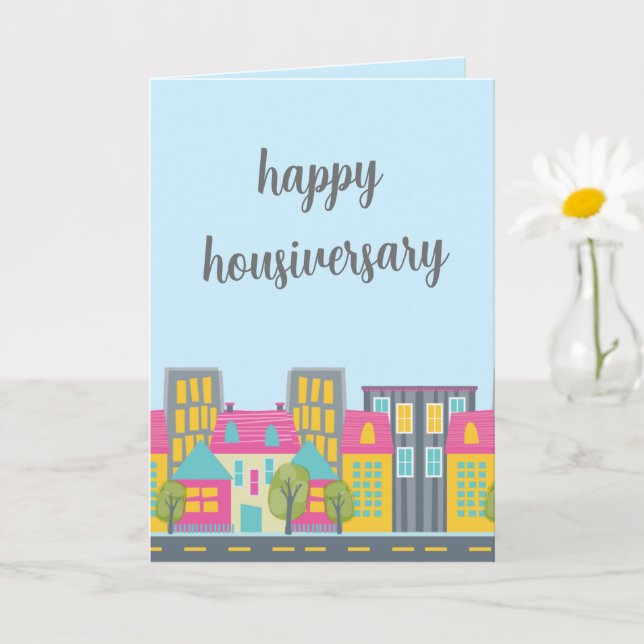 Tarjeta de Feliz Aniversario de Casa para Corredor (Planta pequeña)