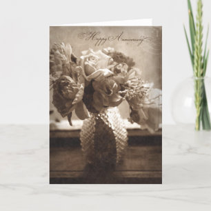 Tarjeta de Feliz Aniversario de Estilo Antiguo