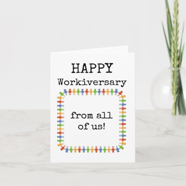 Tarjeta de Feliz Aniversario Laboral de Todos (Anverso)