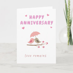 Tarjeta de Feliz Aniversario Pájaro Besándose