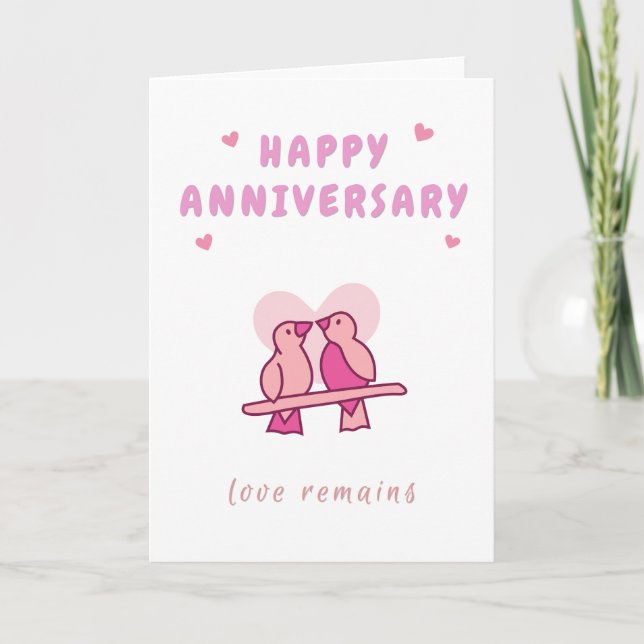 Tarjeta de Feliz Aniversario Pájaro Enamorado (Anverso)